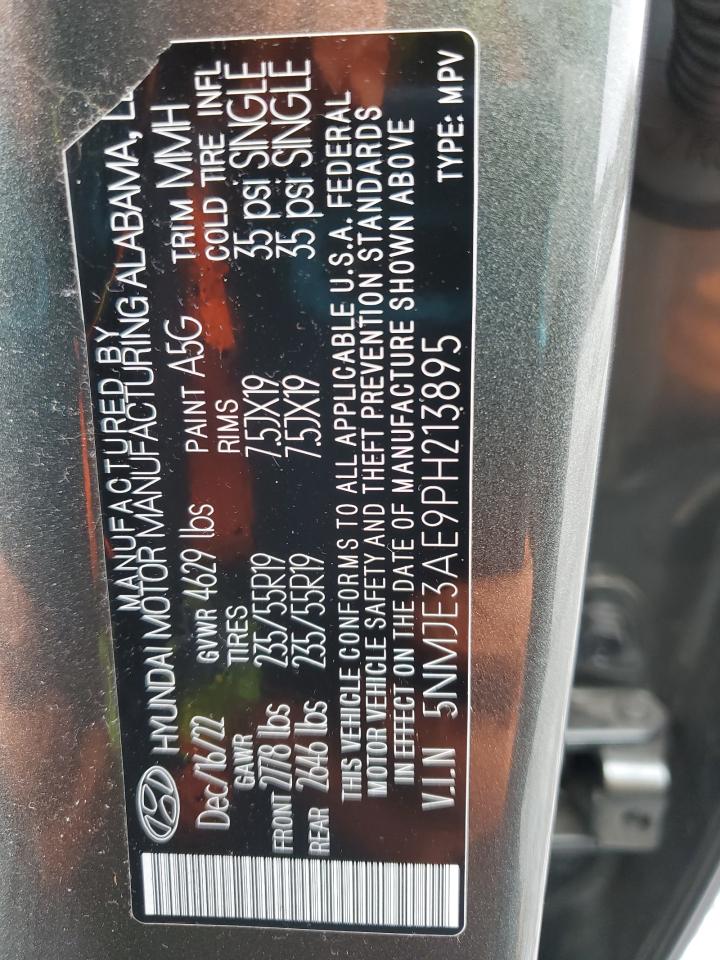 2023 Hyundai Tucson VIN 5NMJE3AE9PH213895 Copart auction photo, rear end / mechanical damage thumbnail 14