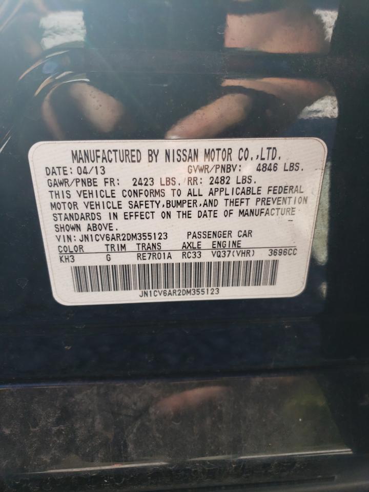 2013 Infiniti G VIN JN1CV6AR2DM355123 Copart auction photo, rear end damage thumbnail 12
