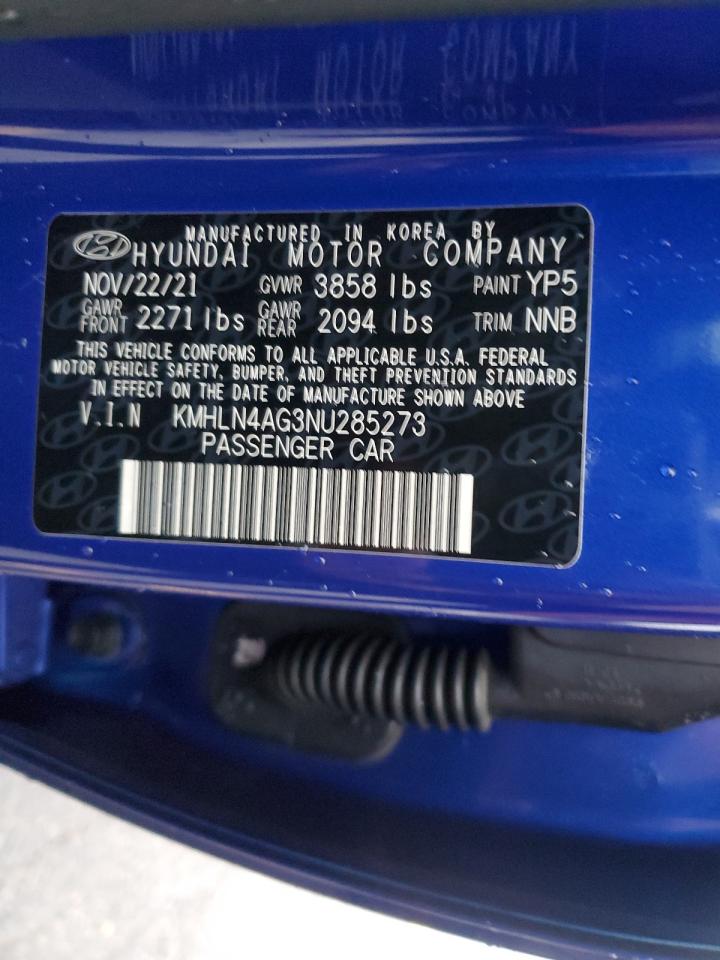 2022 Hyundai Elantra VIN KMHLN4AG3NU285273 Copart auction photo, front end damage thumbnail 12