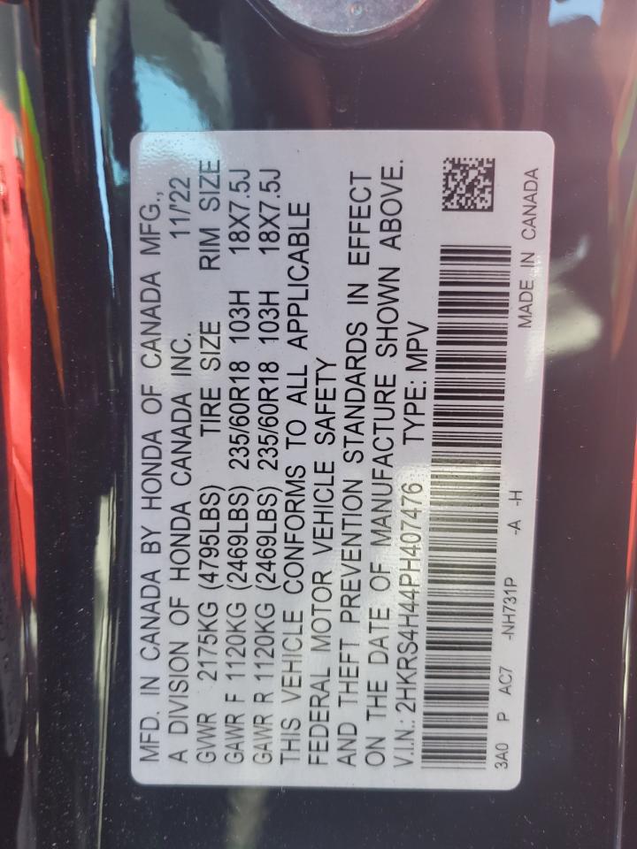 2023 Honda CR-V VIN 2HKRS4H44PH407476 Copart auction photo, side / front end damage thumbnail 15