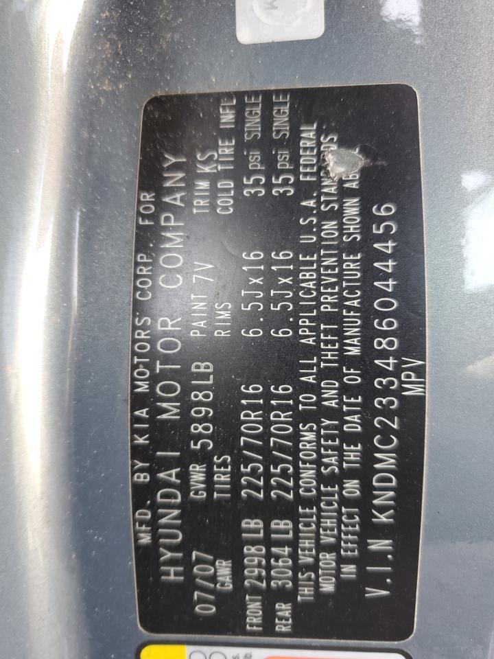 2008 Hyundai Entourage VIN KNDMC233486044456 Copart auction photo, front end damage thumbnail 13