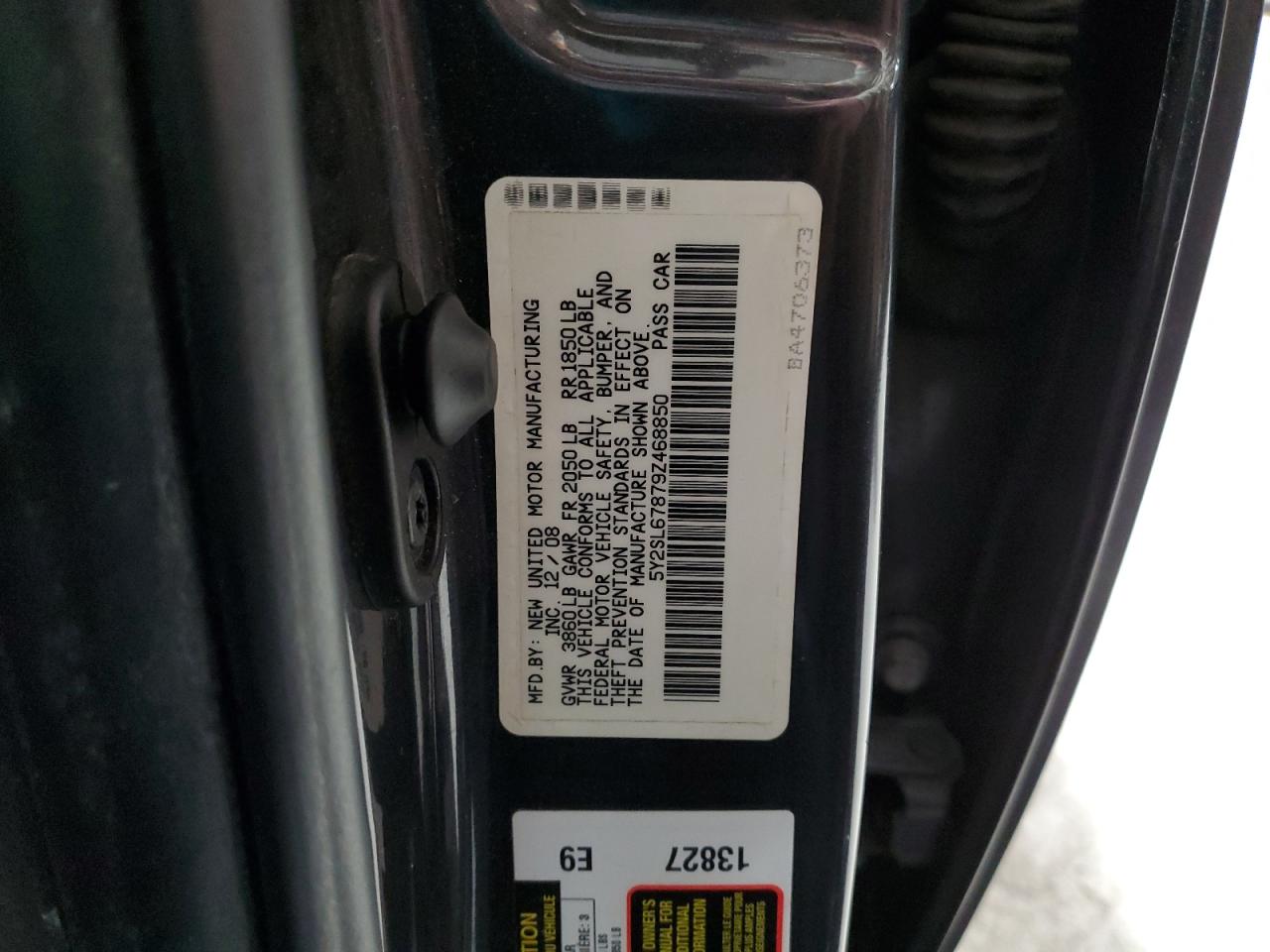 2009 Pontiac Vibe VIN 5Y2SL67879Z468850 Copart auction photo, side / rear end damage thumbnail 12