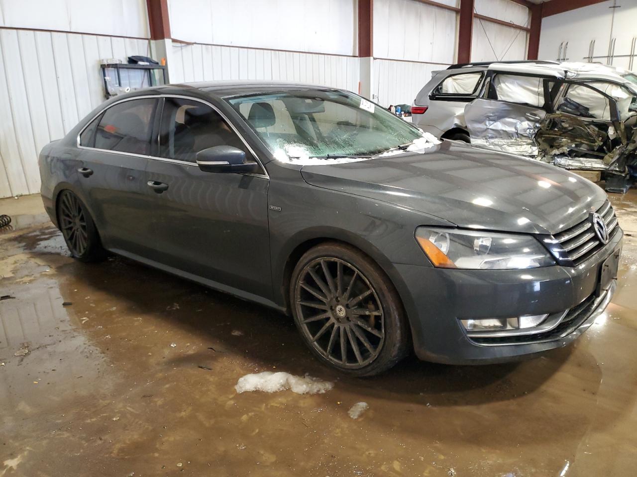 2014 Volkswagen Passat VIN 1VWBT7A37EC090011 Copart auction photo, undercarriage / front end damage thumbnail 4
