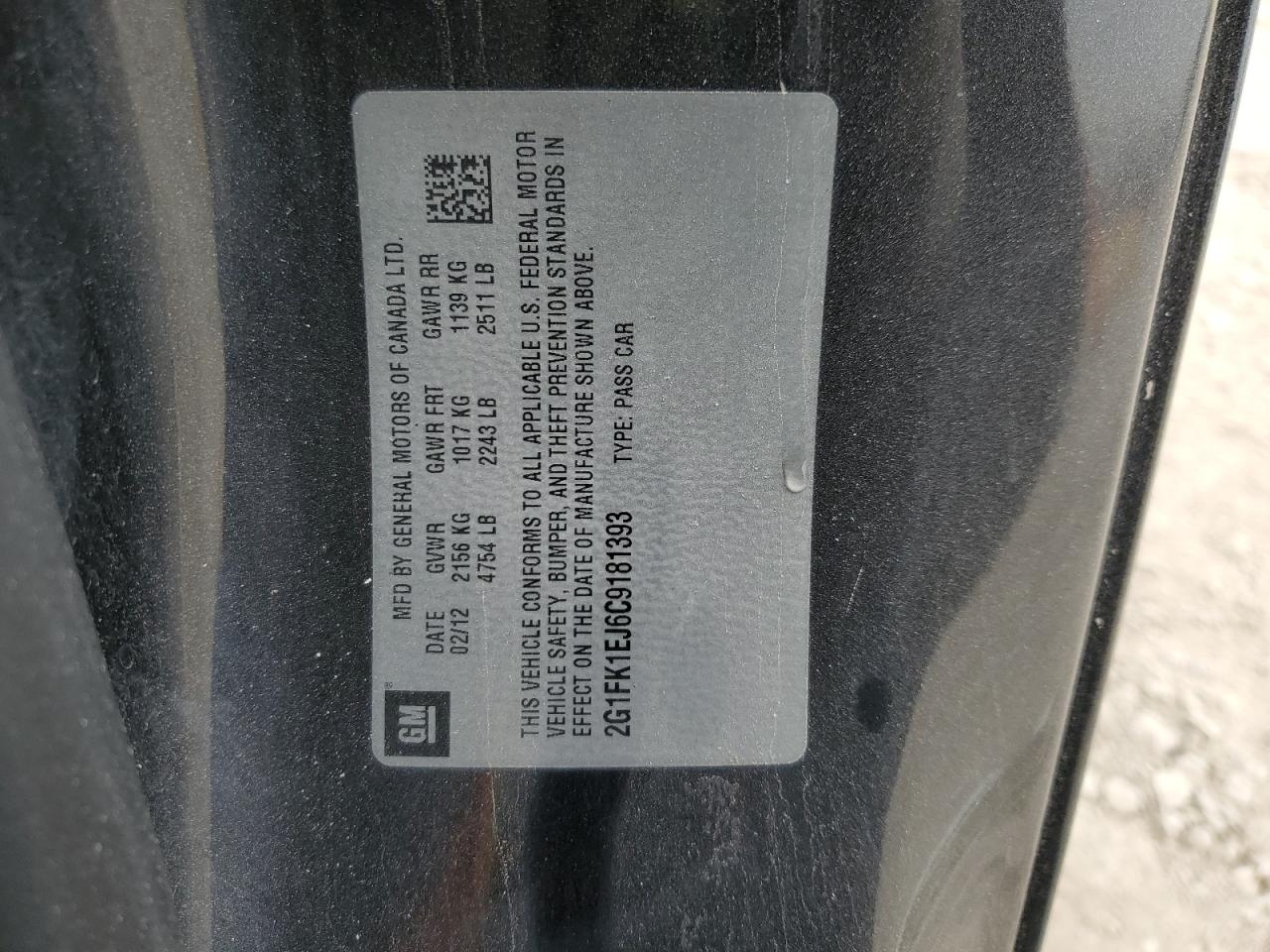 2012 Chevrolet Camaro VIN 2G1FK1EJ6C9181393 Copart auction photo, front end damage thumbnail 13