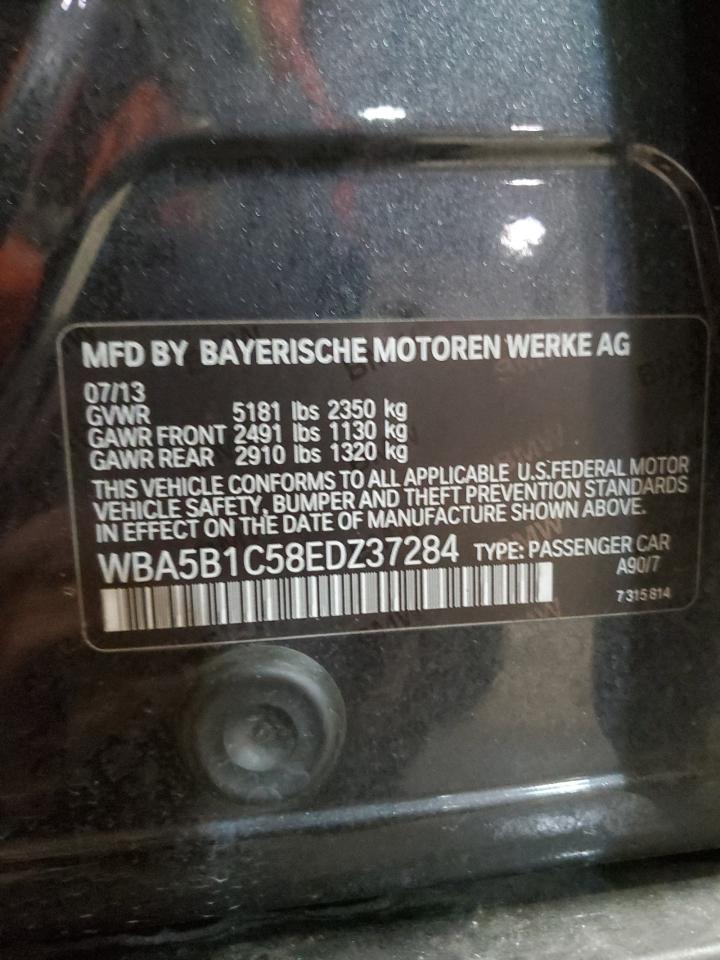 2014 BMW 5er VIN WBA5B1C58EDZ37284 Copart auction photo, front end / minor dent/scratches damage thumbnail 12
