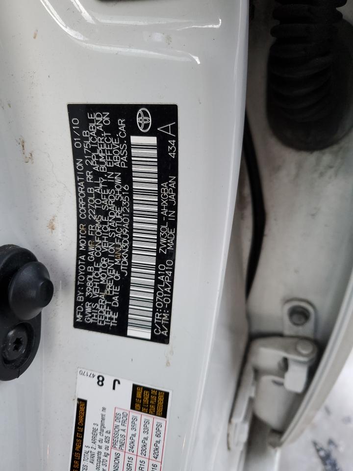 2010 Toyota Prius VIN JTDKN3DU9A0123516 Copart auction photo, front end damage thumbnail 12