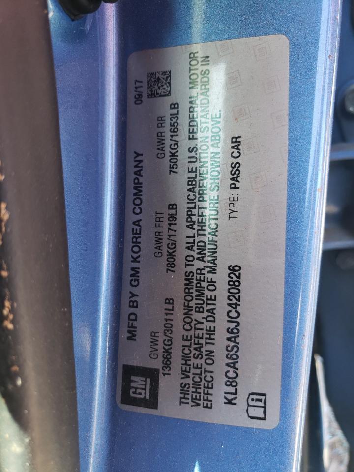 2018 Chevrolet Spark VIN KL8CA6SA6JC420826 Copart auction photo, rollover damage thumbnail 13