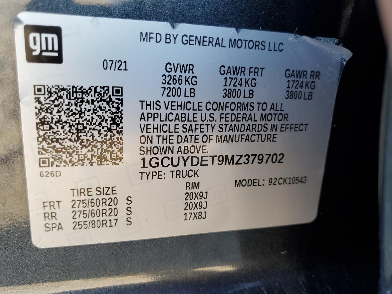 2021 Chevrolet Silverado VIN 1GCUYDET9MZ379702 Copart auction photo, all over damage thumbnail 12