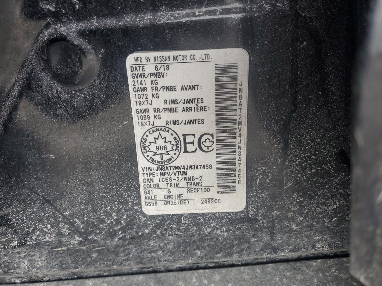 2018 Nissan Rogue VIN JN8AT2MV4JW347458 Copart auction photo, front end damage thumbnail 15