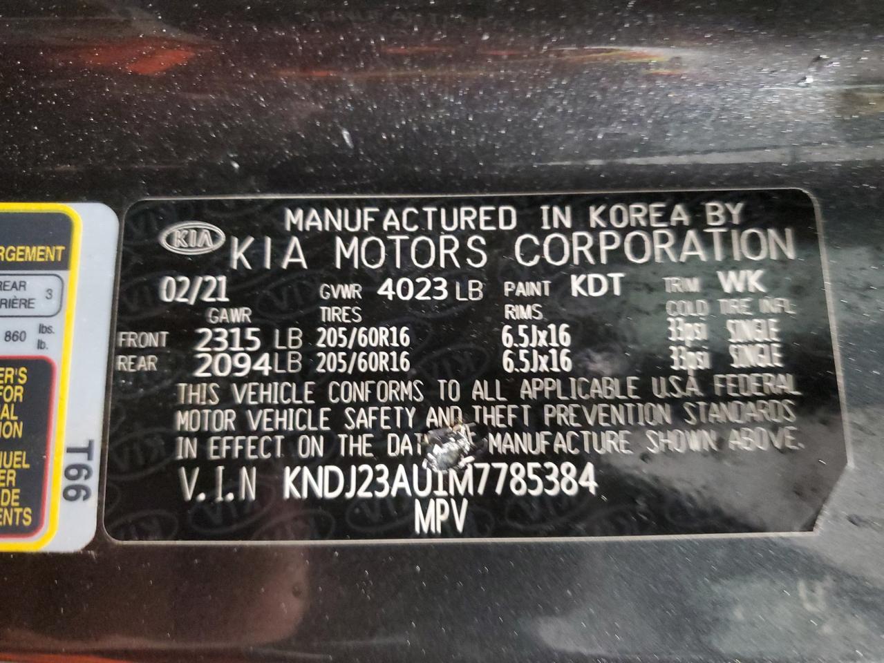 2021 KIA Soul VIN KNDJ23AU1M7785384 Copart auction photo, front end / side damage thumbnail 13