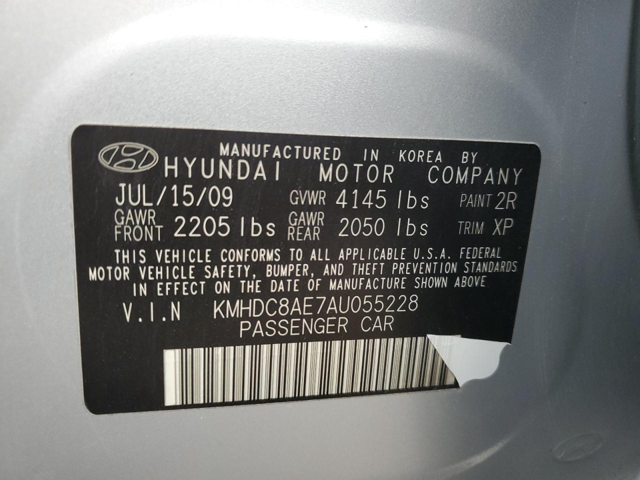 2010 Hyundai Elantra VIN KMHDC8AE7AU055228 Copart auction photo, front end / side damage thumbnail 13