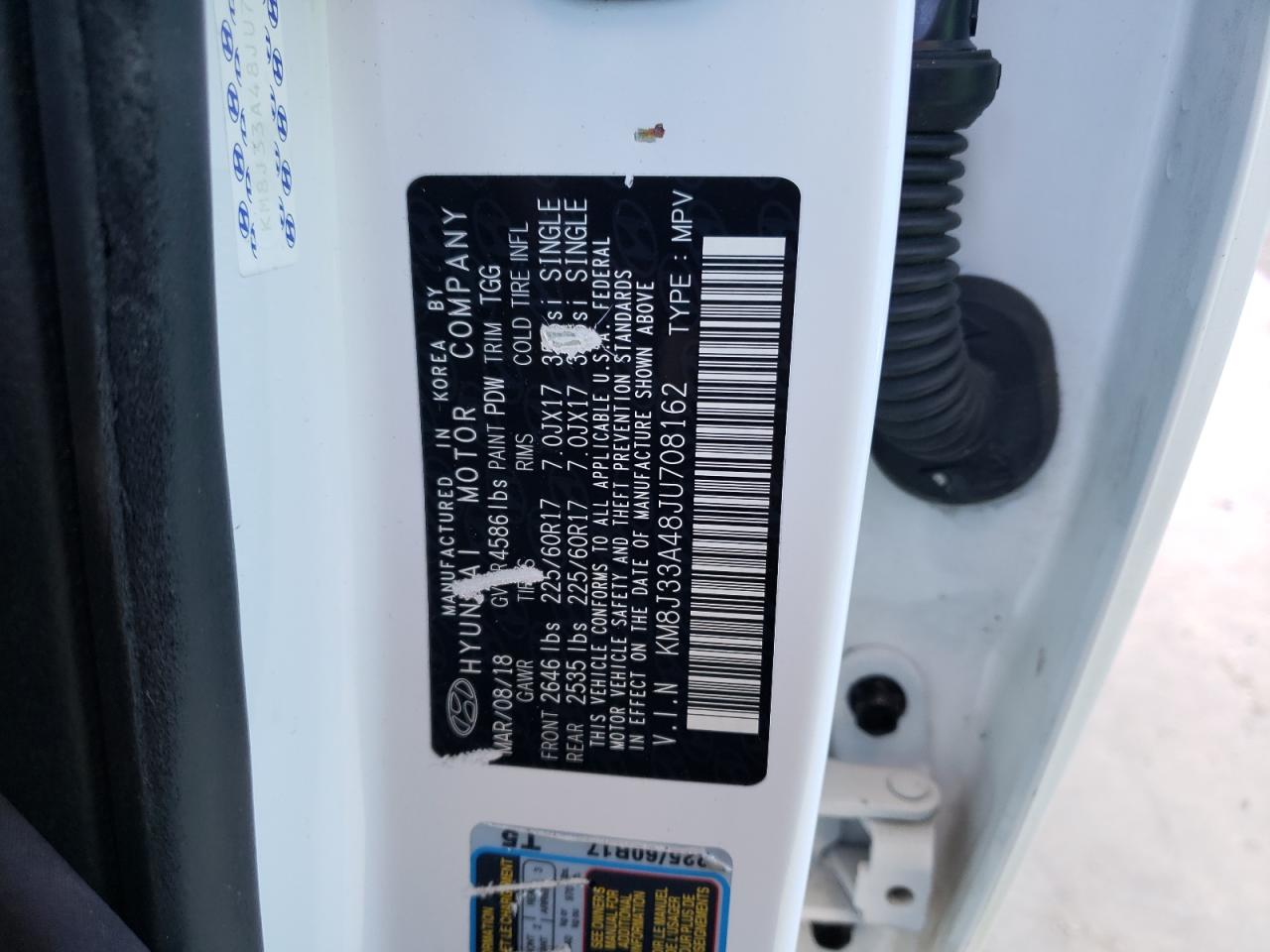 2018 Hyundai Tucson VIN KM8J33A48JU708162 Copart auction photo, normal wear damage thumbnail 12