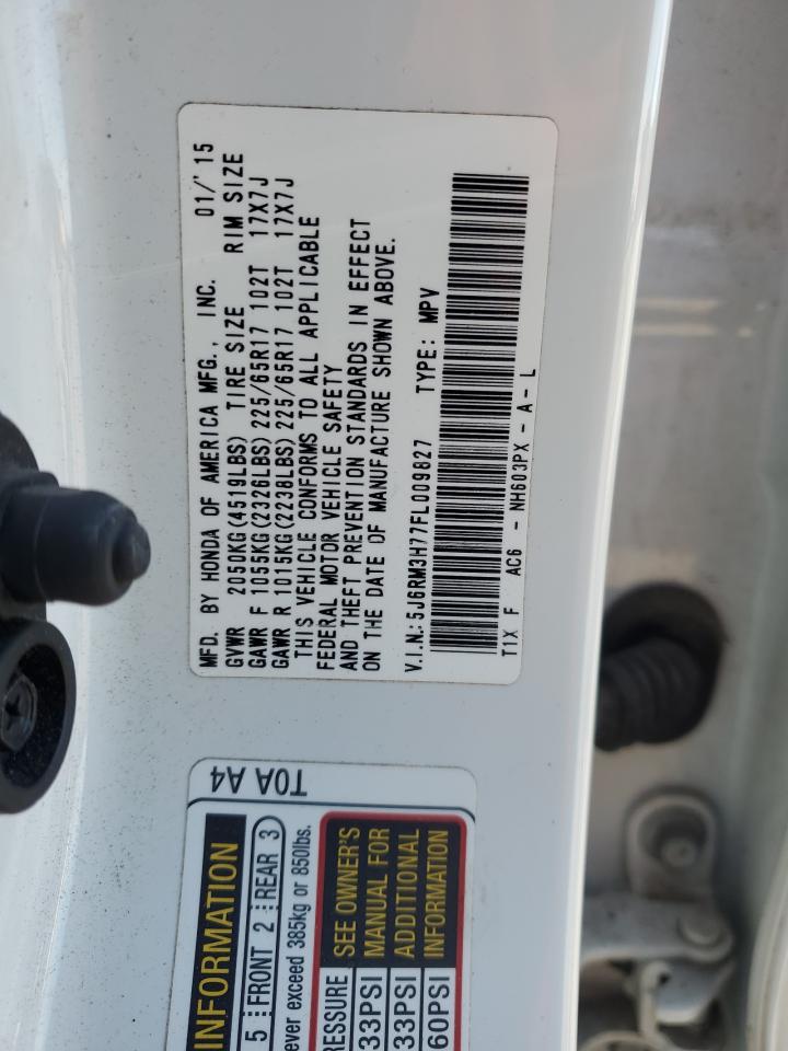 2015 Honda CR-V VIN 5J6RM3H77FL009827 Copart auction photo, front end damage thumbnail 14