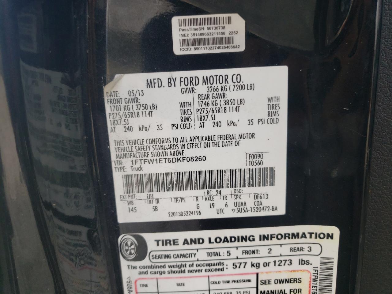 2013 Ford F-150 VIN 1FTFW1ET6DKF08260 Copart auction photo, front end damage thumbnail 14
