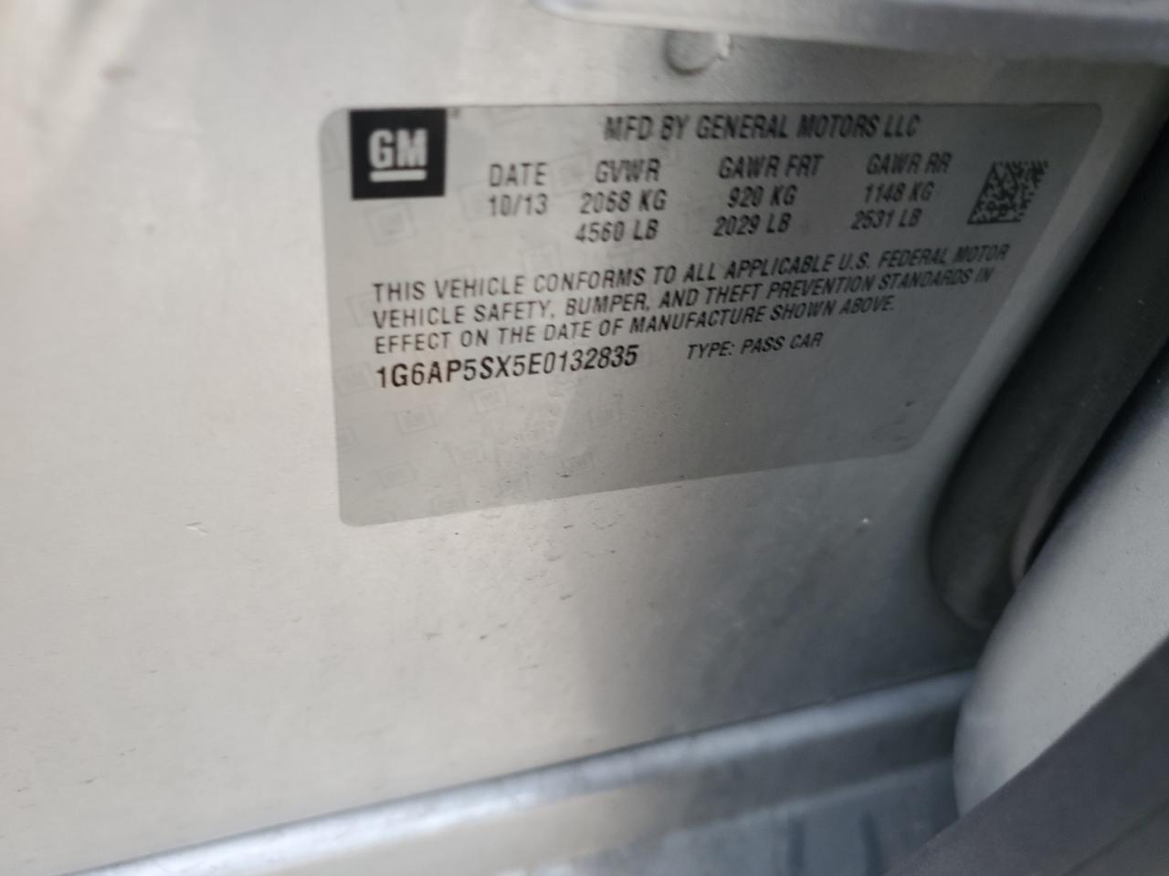 2014 Cadillac CTS VIN 1G6AP5SX5E0132835 Copart auction photo, mechanical / minor dent/scratches damage thumbnail 12