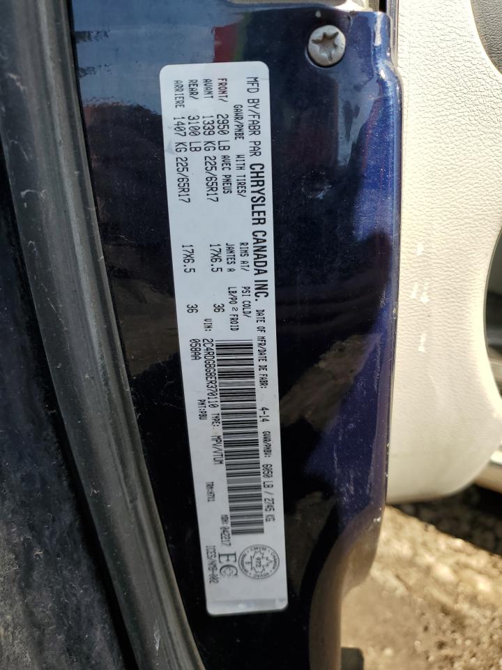 2014 Dodge Caravan VIN 2C4RDGBG8ER370110 Copart auction photo, front end / side damage thumbnail 13