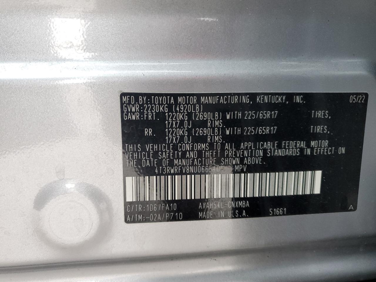 2022 Toyota RAV 4 VIN 4T3RWRFV8NU066540 Copart auction photo, all over / minor dent/scratches damage thumbnail 13