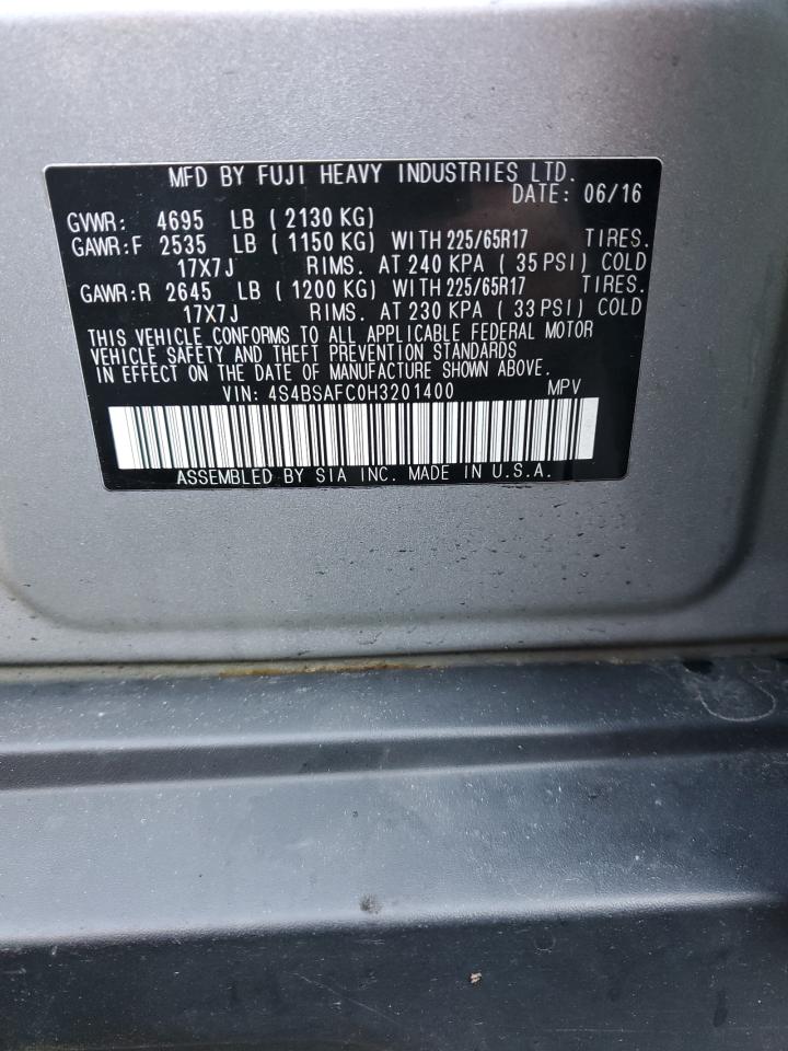 2017 Subaru Outback VIN 4S4BSAFC0H3201400 Copart auction photo, front end / side damage thumbnail 13