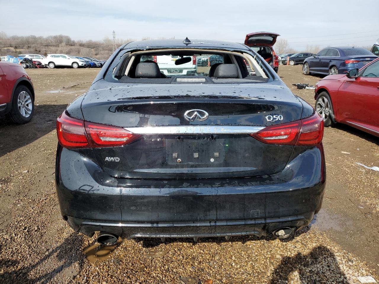 2018 Infiniti Q50 VIN JN1EV7AR6JM611581 Copart auction photo, vandalism damage thumbnail 6