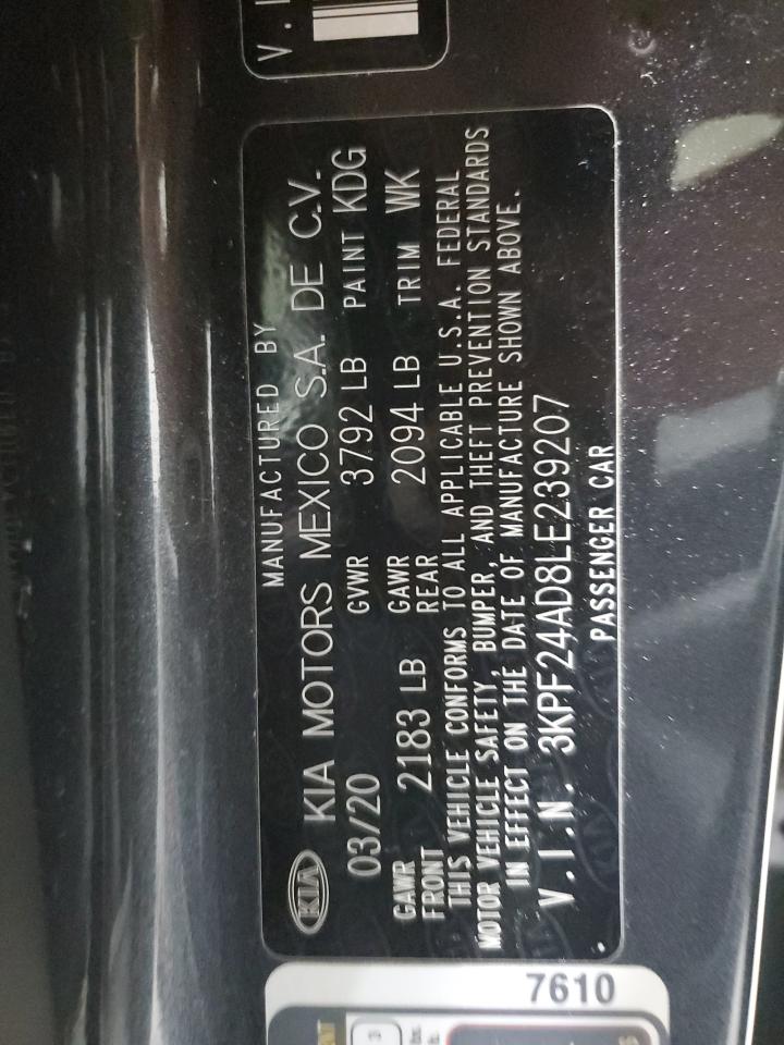 2020 KIA Forte VIN 3KPF24AD8LE239207 Copart auction photo, front end / hail damage thumbnail 13