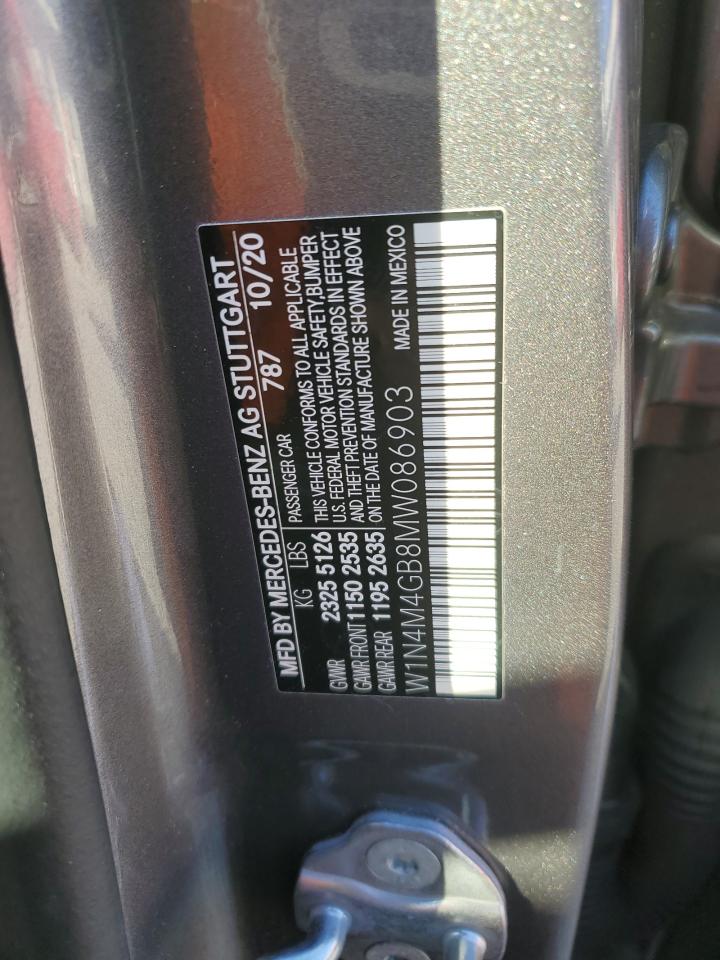 2021 Mercedes-Benz GLB VIN W1N4M4GB8MW086903 Copart auction photo, front end damage thumbnail 13