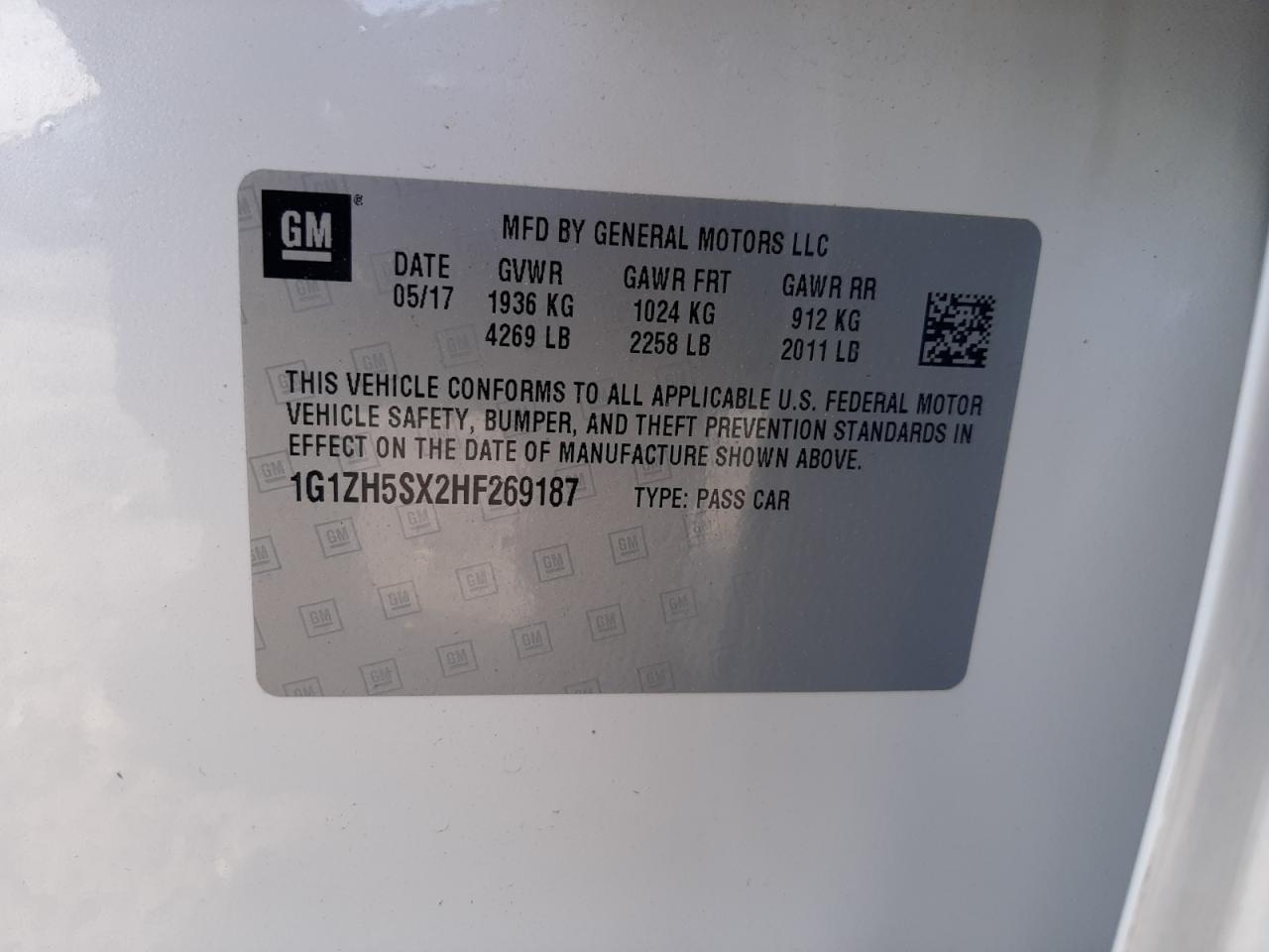 2017 Chevrolet Malibu VIN 1G1ZH5SX2HF269187 Copart auction photo, front end damage thumbnail 13