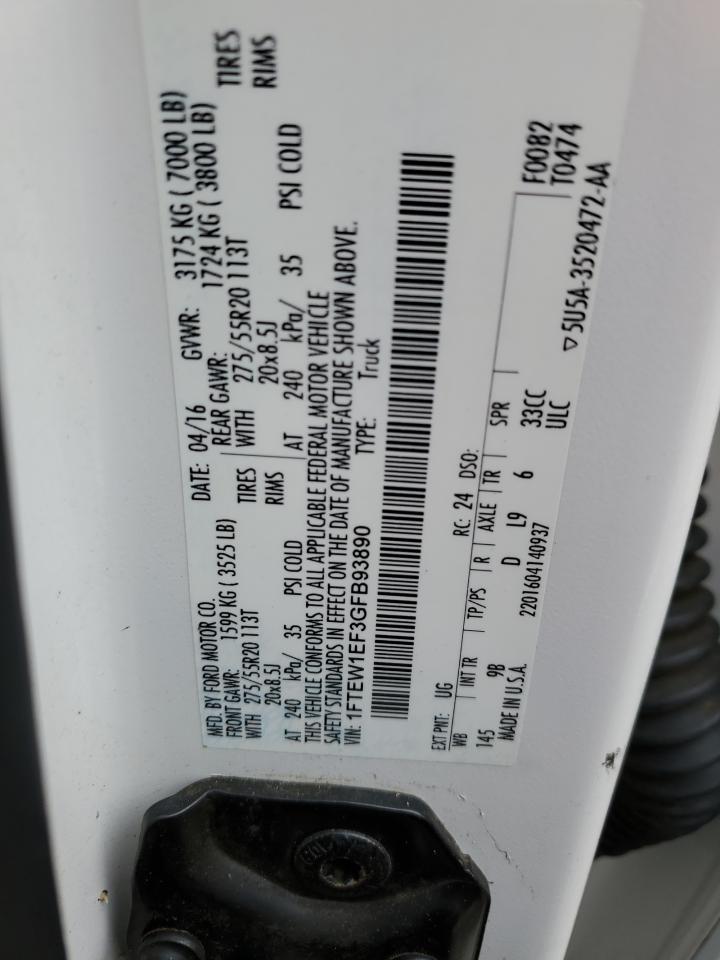 2016 Ford F-150 VIN 1FTEW1EF3GFB93890 Copart auction photo, rollover damage thumbnail 12