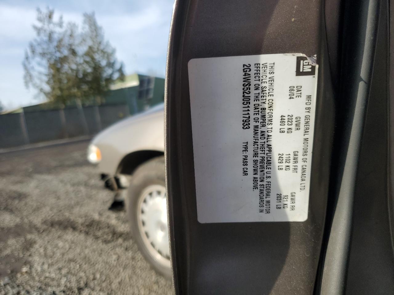2005 Buick Century VIN 2G4WS52J051117933 Copart auction photo, rear end / front end damage thumbnail 12