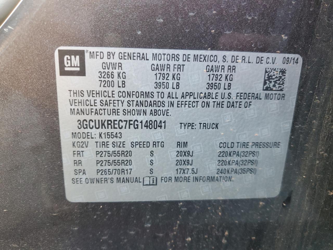 2015 Chevrolet Silverado VIN 3GCUKREC7FG148041 Copart auction photo, front end damage thumbnail 12