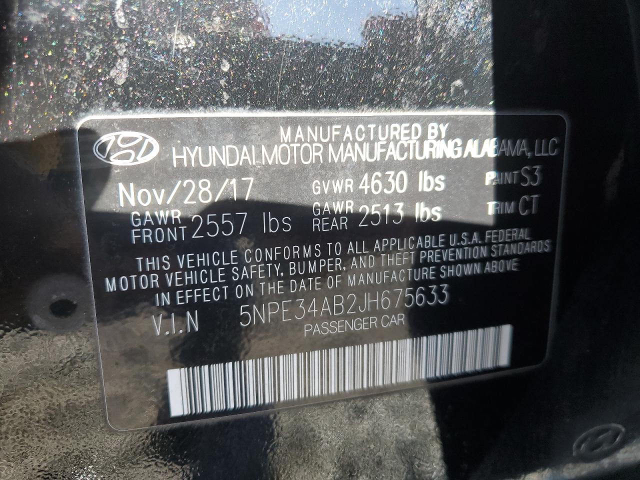 2018 Hyundai Sonata VIN 5NPE34AB2JH675633 Copart auction photo, mechanical damage thumbnail 12