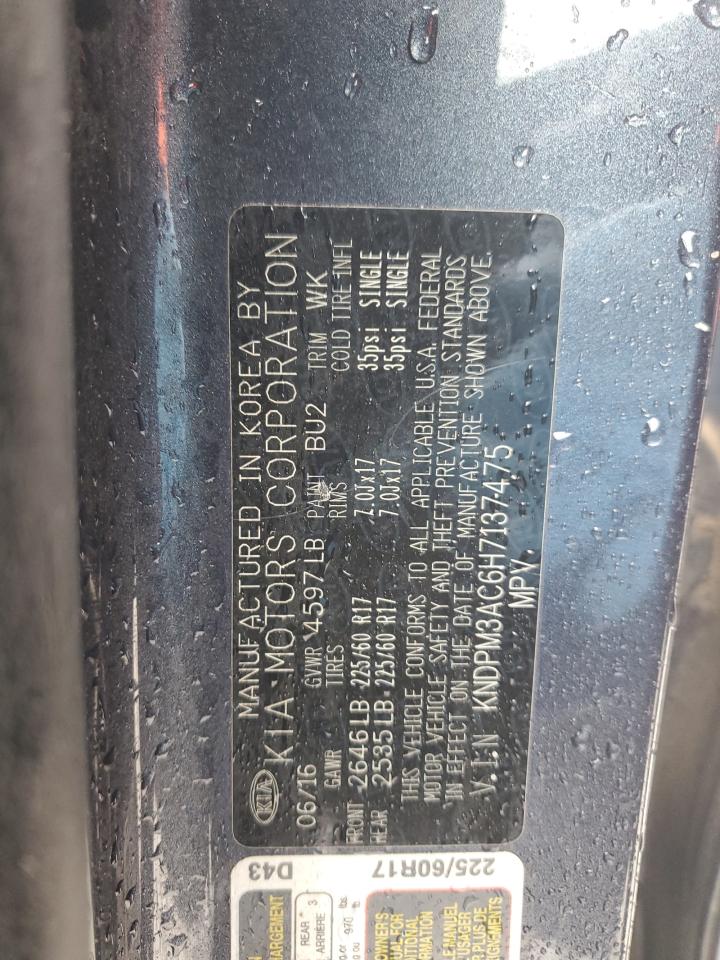 2017 KIA Sportage VIN KNDPM3AC6H7137475 Copart auction photo, front end / side damage thumbnail 16
