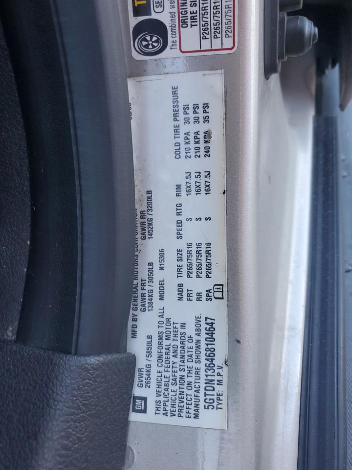 2006 Hummer H3 VIN 5GTDN136468104647 Copart auction photo, water/flood damage thumbnail 14
