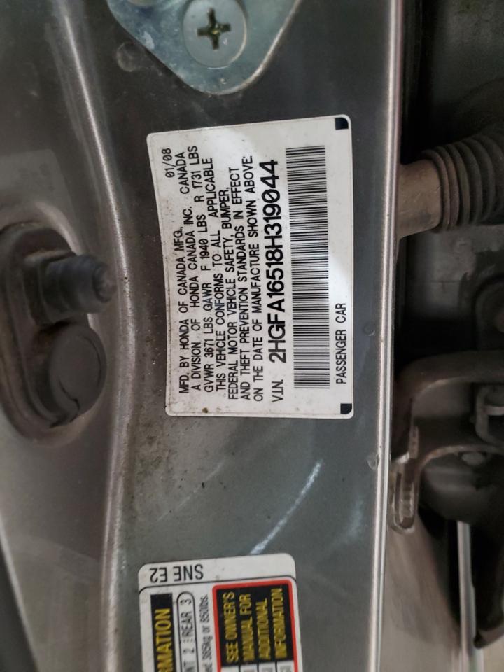 2008 Honda Civic VIN 2HGFA16518H319044 Copart auction photo, side / front end damage thumbnail 12