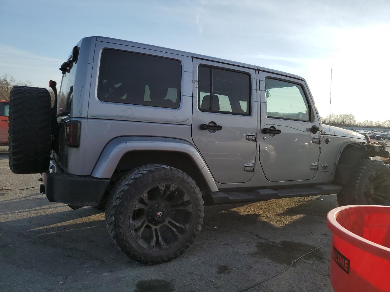 2014 Jeep Wrangler VIN 1C4HJWEG4EL203049 Copart auction photo, side damage thumbnail 3