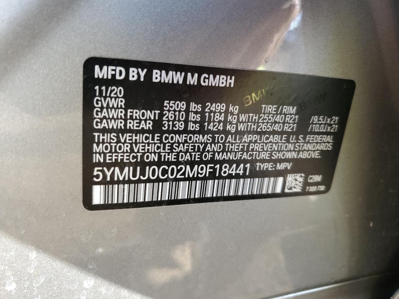 2021 BMW X4 VIN 5YMUJ0C02M9F18441 Copart auction photo, front end damage thumbnail 13