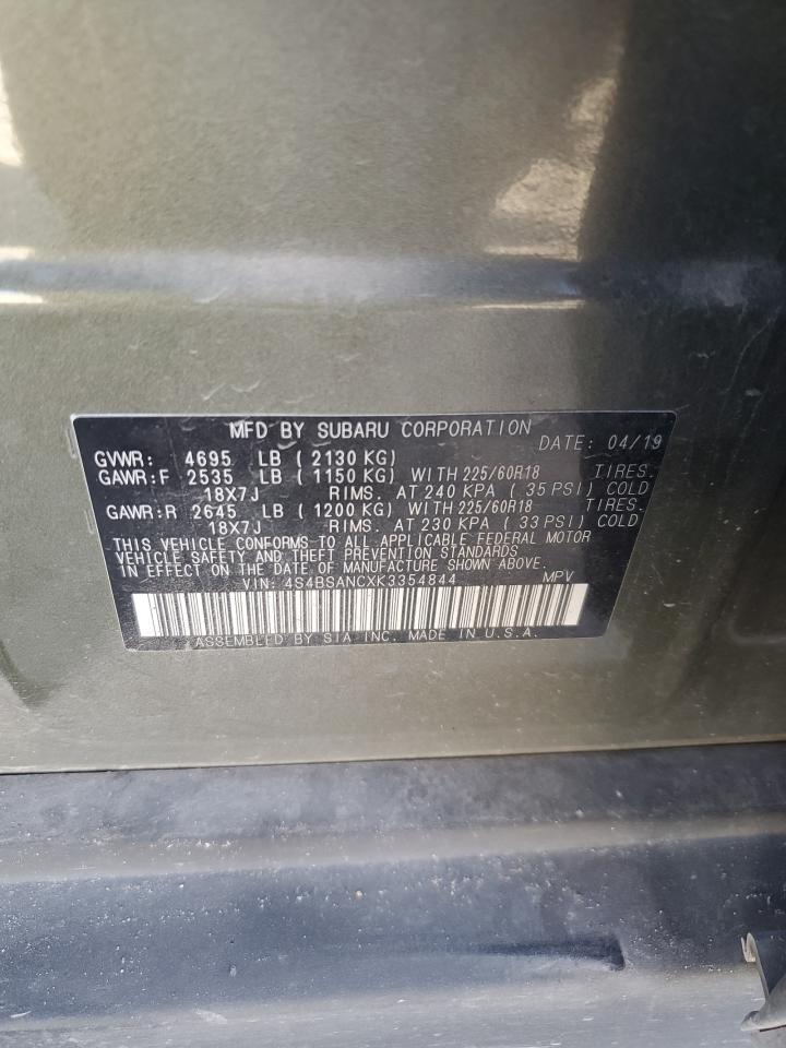 2019 Subaru Outback VIN 4S4BSANCXK3354844 Copart auction photo, all over damage thumbnail 13