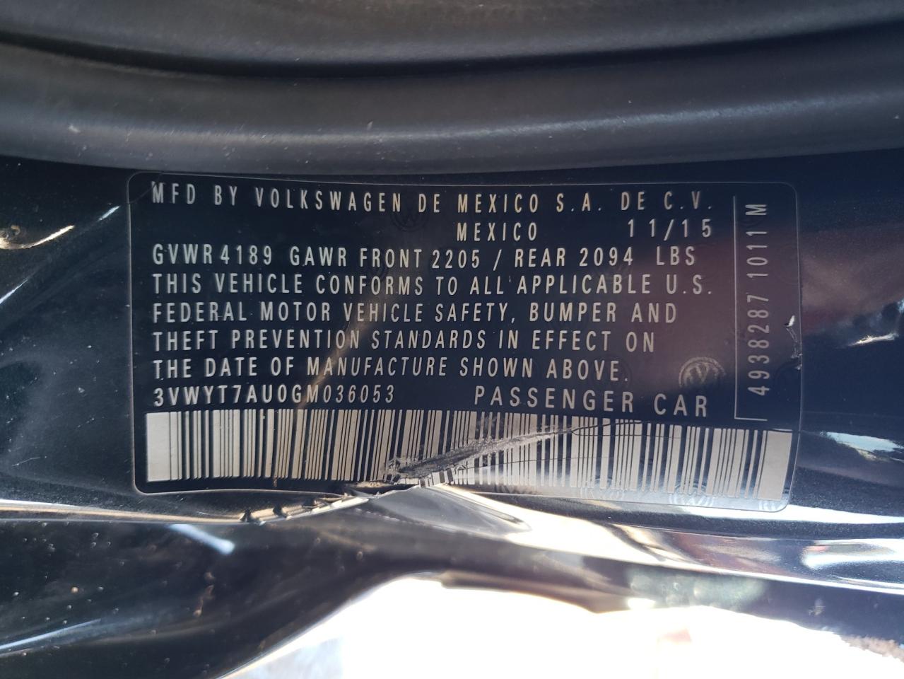 2016 Volkswagen GTI VIN 3VWYT7AU0GM036053 Copart auction photo, all over / undercarriage damage thumbnail 15