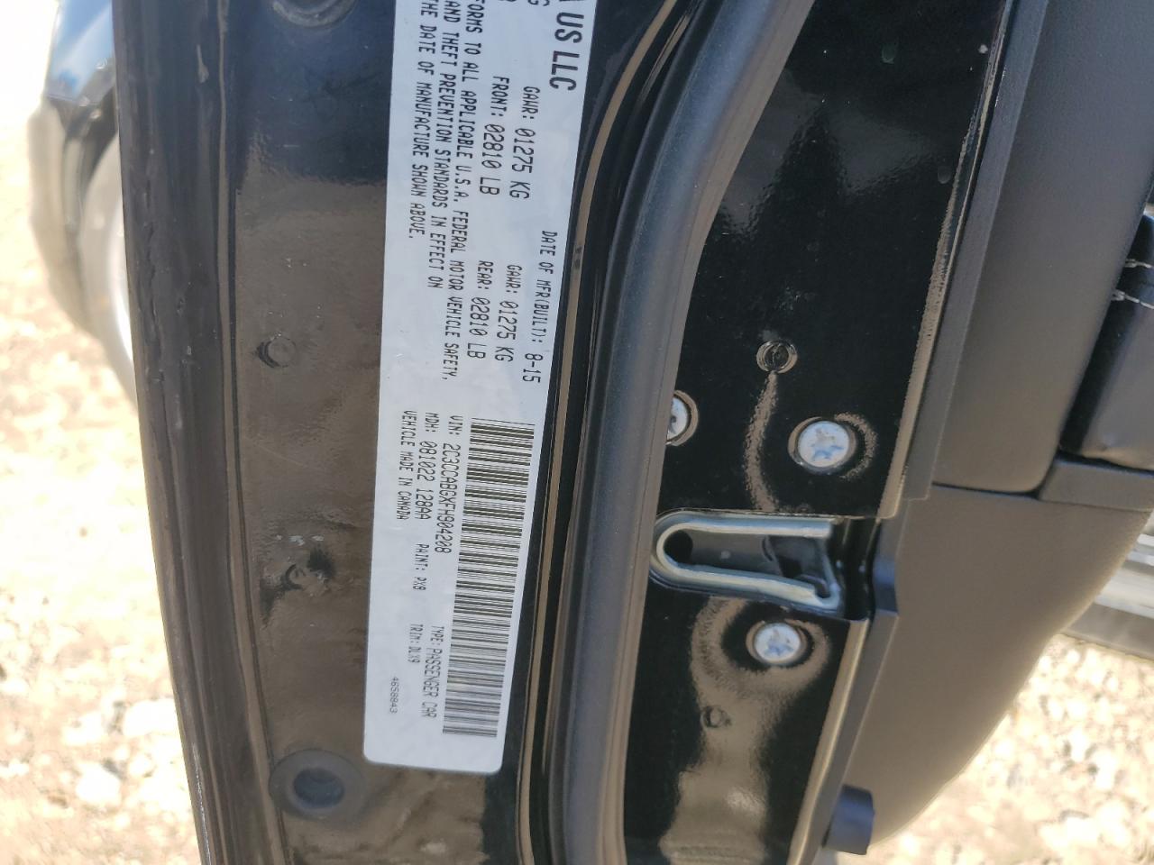 2015 Chrysler 300 VIN 2C3CCABGXFH904208 Copart auction photo, side damage thumbnail 14