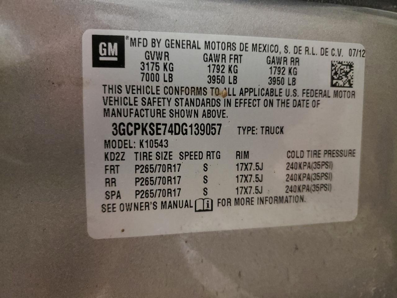 2013 Chevrolet Silverado VIN 3GCPKSE74DG139057 Copart auction photo, front end damage thumbnail 12