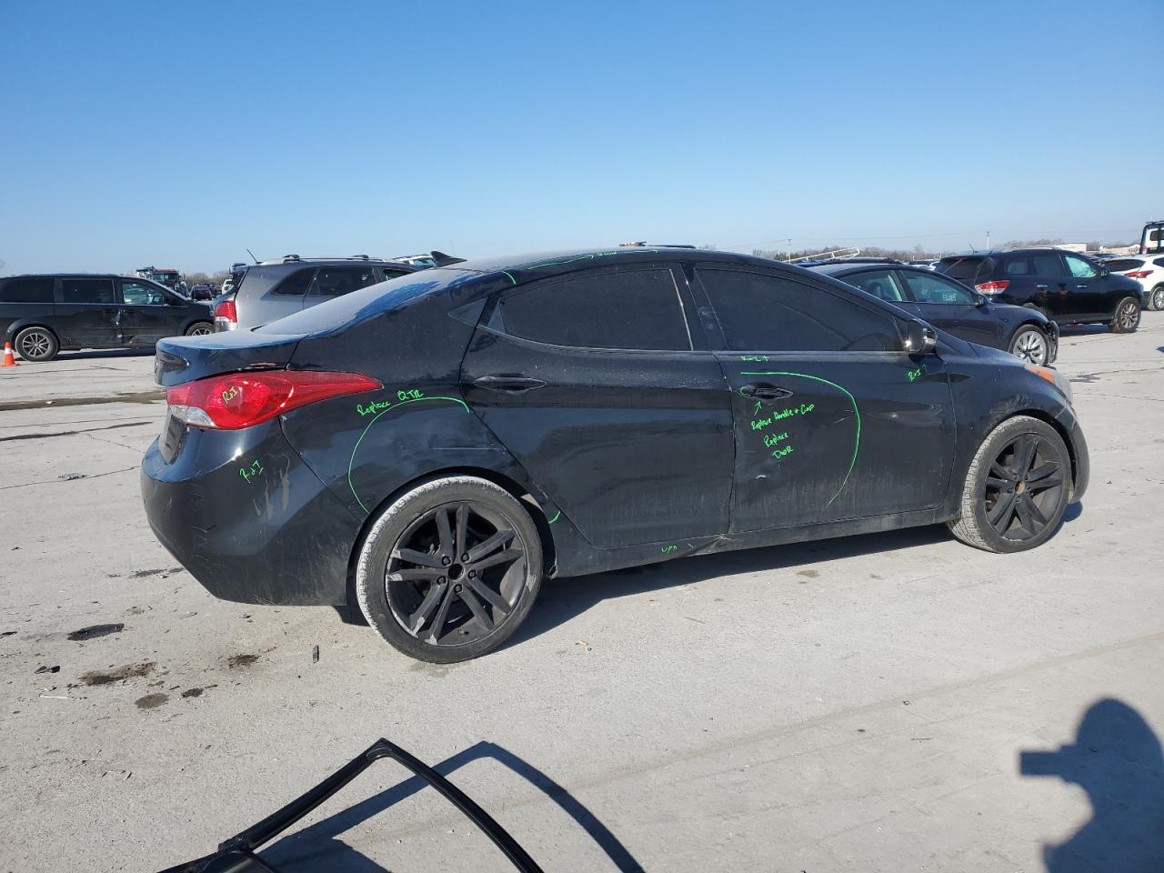 2013 Hyundai Elantra VIN 5NPDH4AE2DH343865 Copart auction photo, side damage thumbnail 3