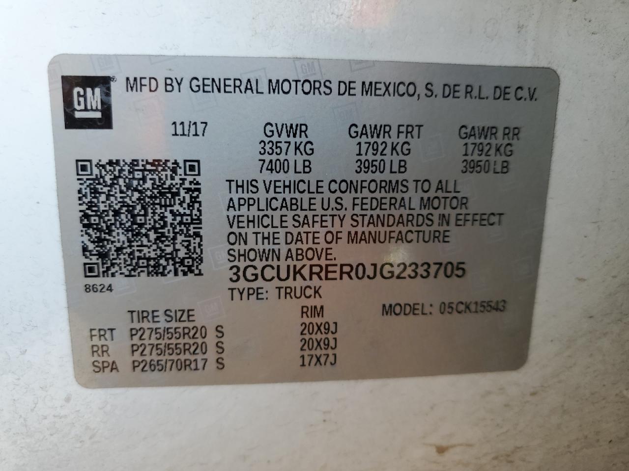 2018 Chevrolet Silverado VIN 3GCUKRER0JG233705 Copart auction photo, front end damage thumbnail 12