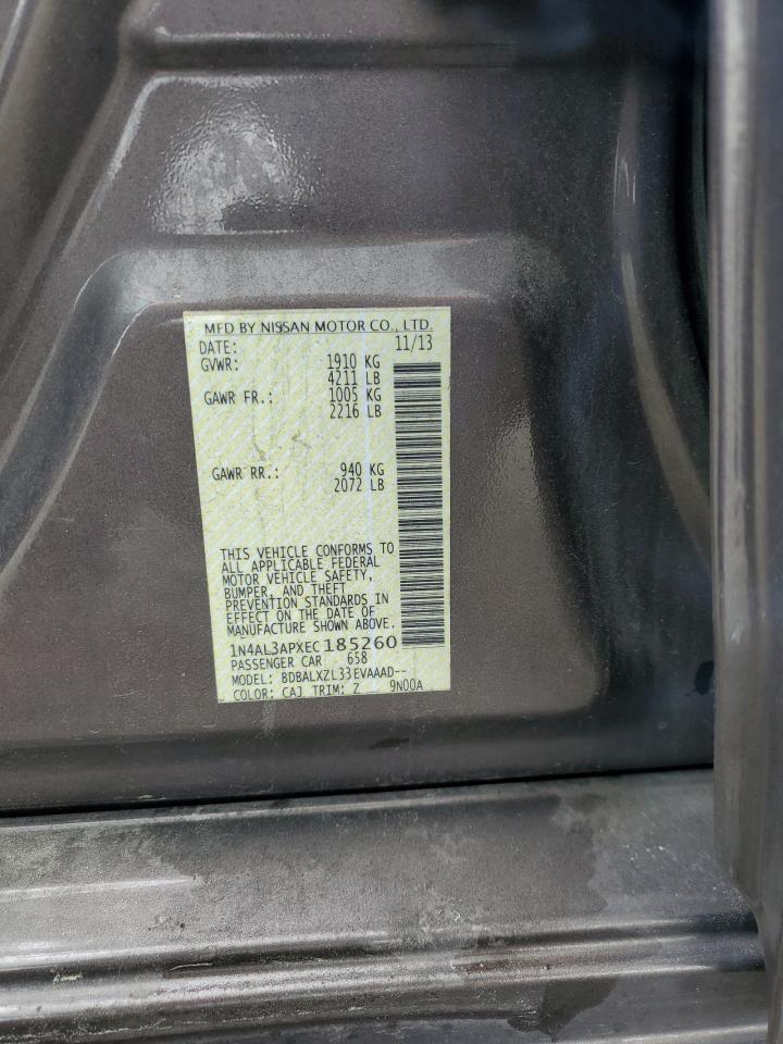2014 Nissan Altima VIN 1N4AL3APXEC185260 Copart auction photo, all over damage thumbnail 12