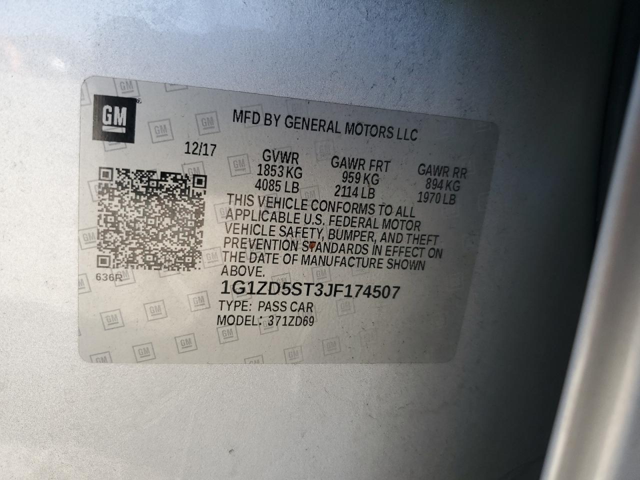 2018 Chevrolet Malibu VIN 1G1ZD5ST3JF174507 Copart auction photo, front end / side damage thumbnail 14