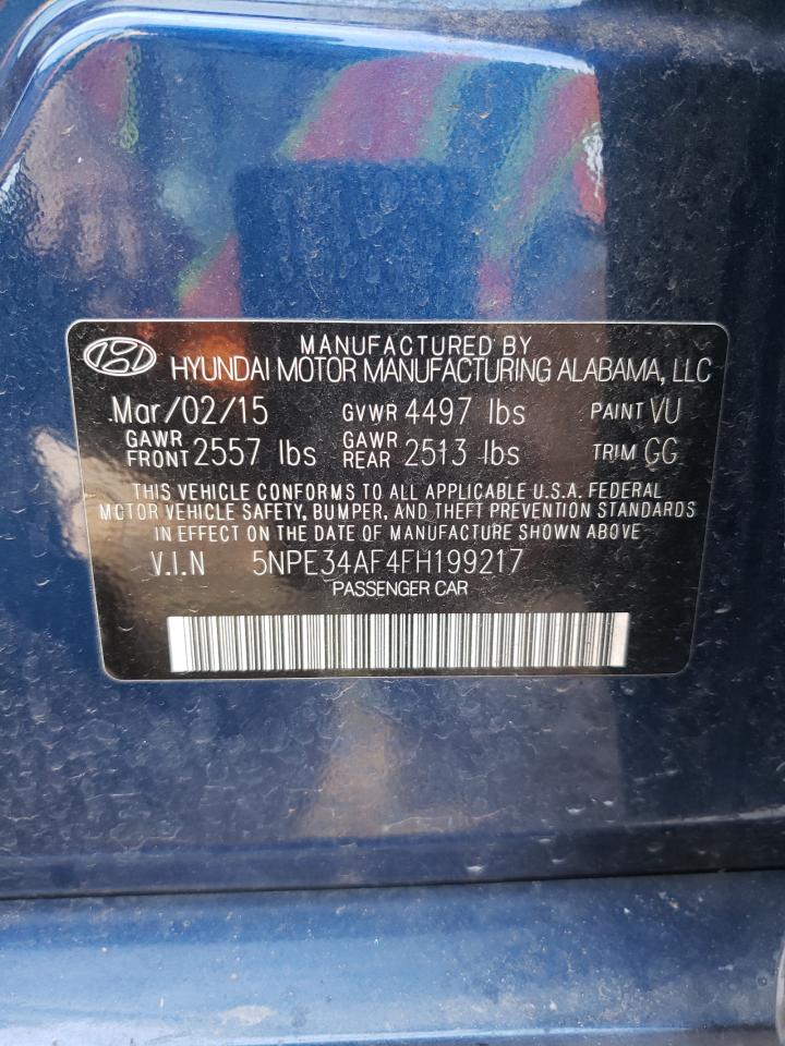 2015 Hyundai Sonata VIN 5NPE34AF4FH199217 Copart auction photo, front end damage thumbnail 12