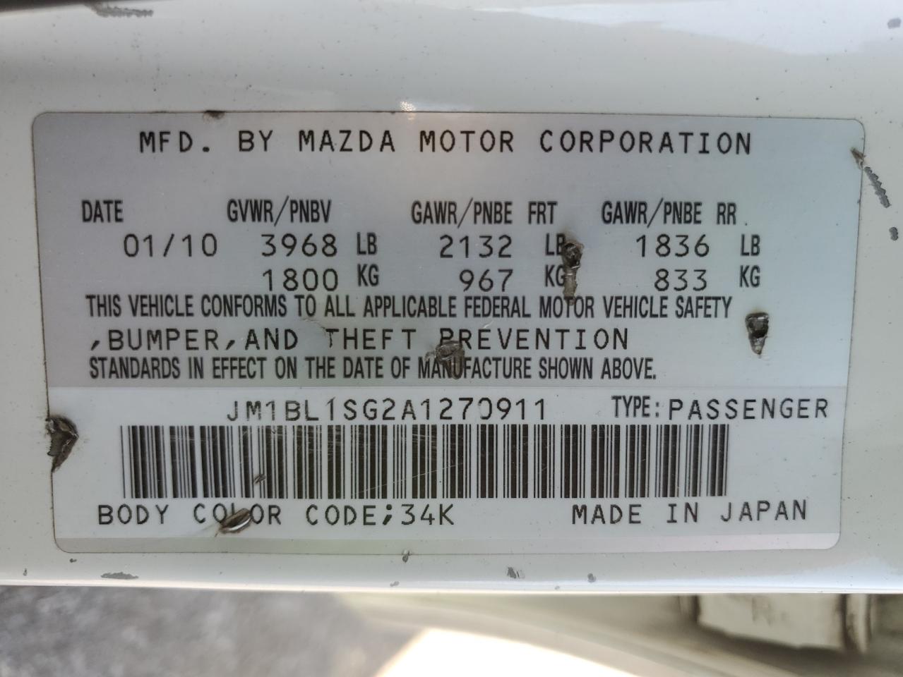 2010 Mazda 3 VIN JM1BL1SG2A1270911 Copart auction photo, front end / side damage thumbnail 13