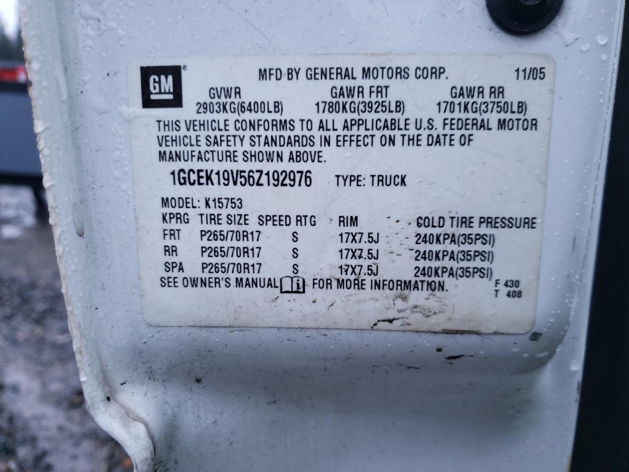 2006 Chevrolet Silverado VIN 1GCEK19V56Z192976 Copart auction photo, vandalism damage thumbnail 12