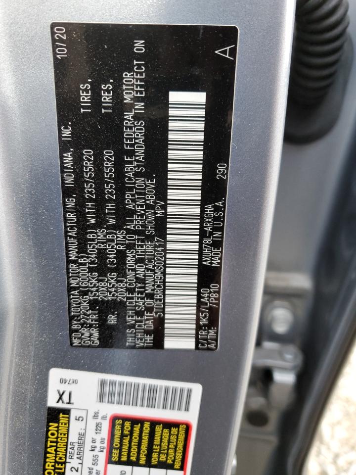 2021 Toyota Highlander VIN 5TDEBRCH9MS020417 Copart auction photo, all over damage thumbnail 14