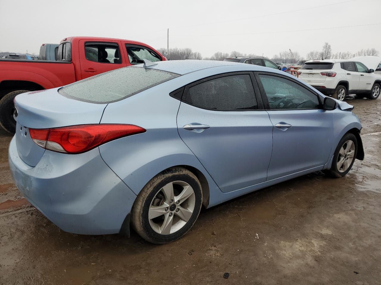 2013 Hyundai Elantra VIN KMHDH4AE8DU733385 Copart auction photo, front end / side damage thumbnail 3
