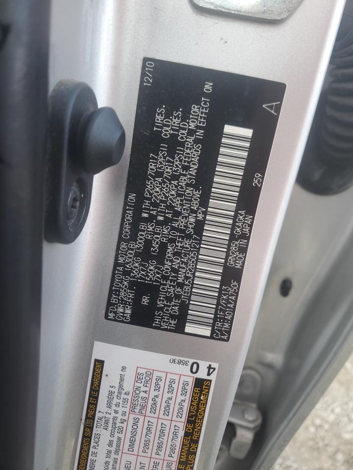 2011 Toyota 4Runner VIN JTEBU5JR2B5051217 Copart auction photo, rear end / minor dent/scratches damage thumbnail 13