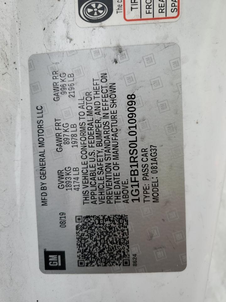 2020 Chevrolet Camaro VIN 1G1FB1RS0L0109098 Copart auction photo, side / all over damage thumbnail 14